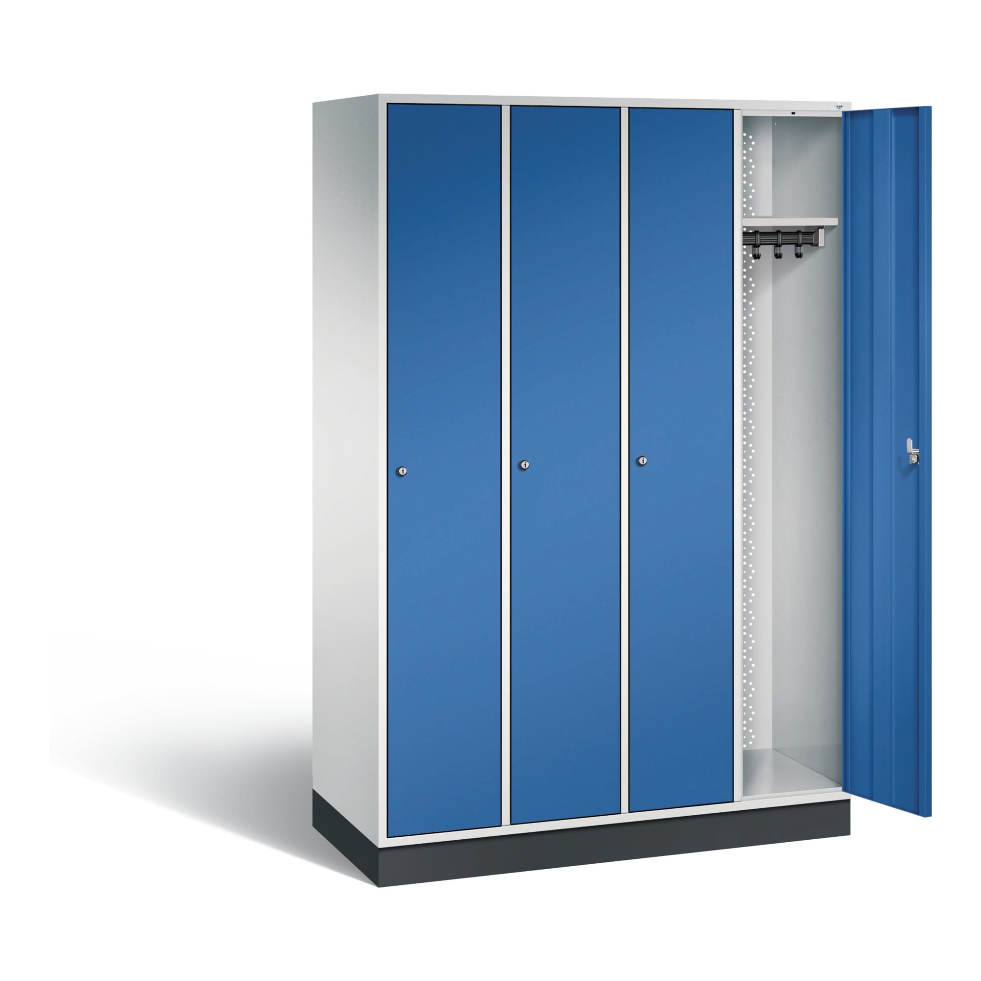 C+P Garderobenschrank Intro, H1950xB1220xT490mm, Front Enzianblau, Korpus Lichtgrau (8170-401) ; C + P Möbelsysteme