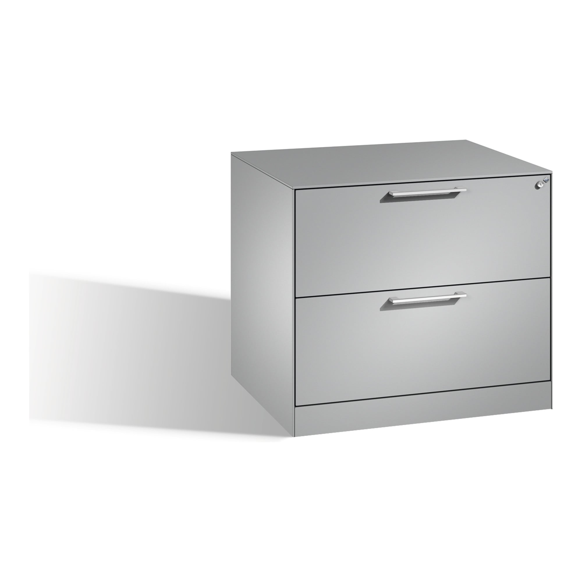 C+P Hängeregistraturschrank Asisto für Hängehefter DIN A4, 2 Schubladen, zweibahnig Weißaluminium ; C + P Möbelsysteme