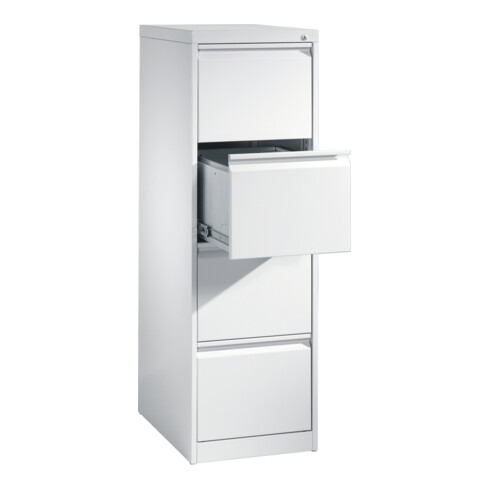 C+P Hängeregistraturschrank für Hängehefter DIN A4, 4 Schubladen, einbahnig Front Lichtgrau Korpus Lichtgrau