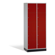 C+P Intro XL armoire de rangement, 10 compartiments, H1950xL820xP600mm Rubis rouge Rubis avant gris clair Corps gris clair