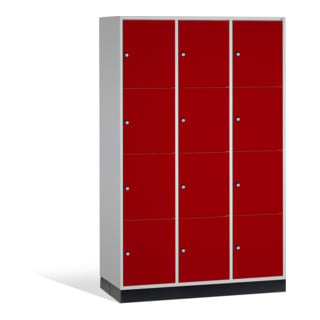 C+P Intro XL armoire de rangement, 12 compartiments, H1950xL1220xP600mm Rubis rouge Rubis corps avant gris clair