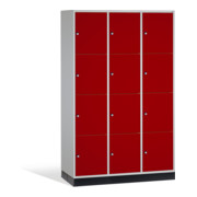 C+P Intro XL armoire de rangement, 12 compartiments, H1950xL1220xP600mm Rubis rouge Rubis corps avant gris clair