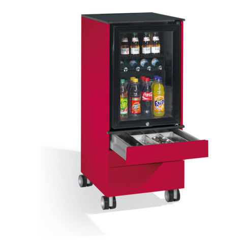 C+P Kühlschrank-Caddy Asisto für Besteck und Geschirr, H1150xB500xT600mm Himbeerrot
