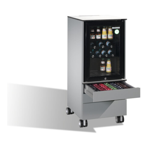C+P Kühlschrank-Caddy Asisto für Cappuccino- und Lungo-Tassen, H1150xB500xT600mm Weißaluminium