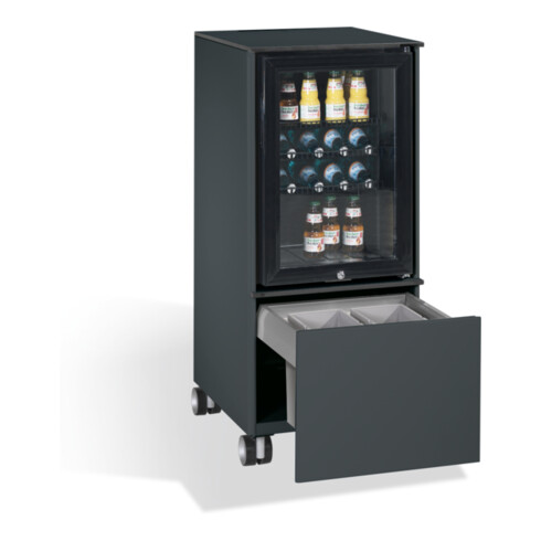 C+P Kühlschrank-Caddy Asisto mit Abfallsammler, H1150xB500xT600mm Schwarzgrau