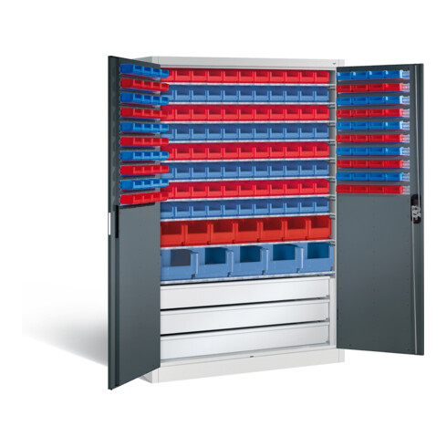 C+P Magazinschrank Acurado, H1950xB1200xT500mm, Front Anthrazitgrau, Korpus Lichtgrau (8931-501)