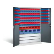 C+P Magazinschrank Acurado, H1950xB1200xT500mm, Front Anthrazitgrau, Korpus Lichtgrau (8931-501)