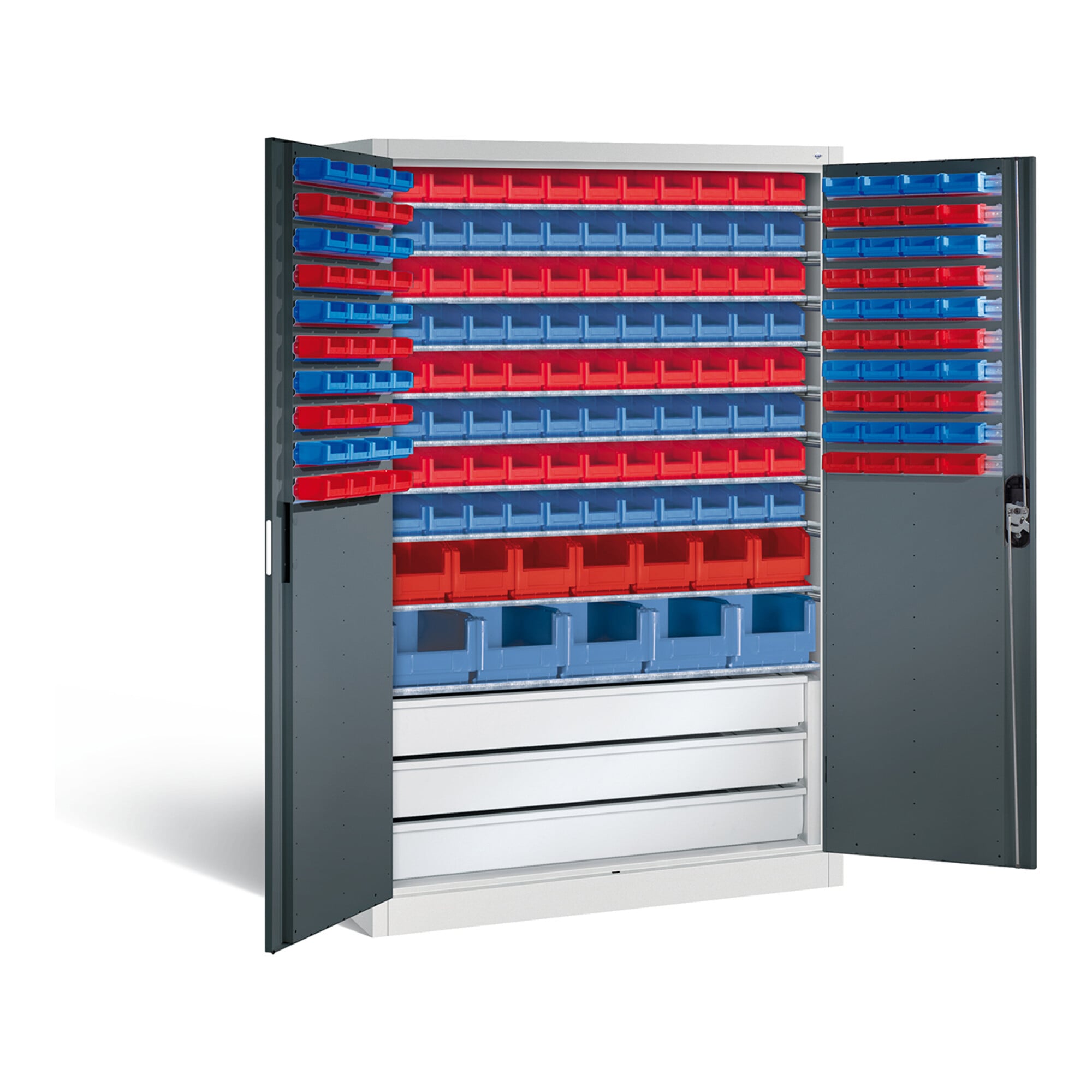 C+P Magazinschrank Acurado, H1950xB1200xT500mm, Front Anthrazitgrau, Korpus Lichtgrau (8931-501) ; C + P Möbelsysteme