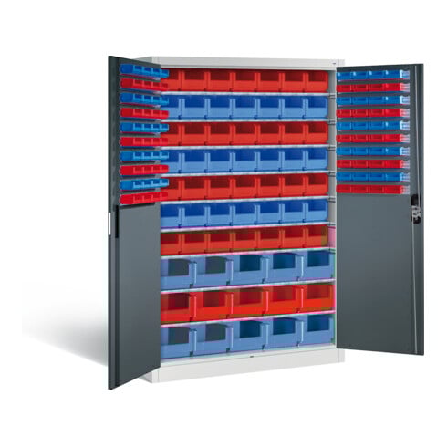 C+P Magazinschrank Acurado, H1950xB1200xT500mm, Front Anthrazitgrau, Korpus Lichtgrau (8931-502)