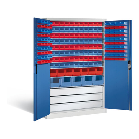 C+P Magazinschrank Acurado, H1950xB1200xT500mm, Front Enzianblau, Korpus Lichtgrau (8931-501)