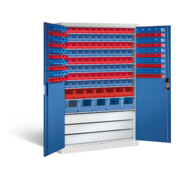 C+P Magazinschrank Acurado, H1950xB1200xT500mm, Front Enzianblau, Korpus Lichtgrau (8931-501)