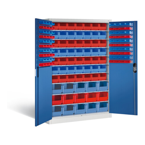 C+P Magazinschrank Acurado, H1950xB1200xT500mm, Front Enzianblau, Korpus Lichtgrau (8931-502)