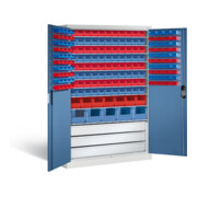 C+P Magazinschrank Acurado, H1950xB1200xT500mm, Front Fernblau, Korpus Lichtgrau (8931-501)
