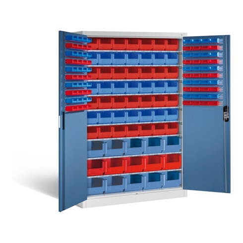C+P Magazinschrank Acurado, H1950xB1200xT500mm, Front Fernblau, Korpus Lichtgrau (8931-502)