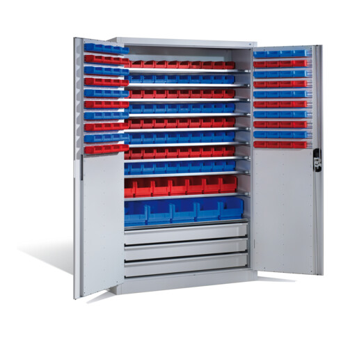 C+P Magazinschrank Acurado, H1950xB1200xT500mm, Front Lichtgrau, Korpus Lichtgrau (8931-501)