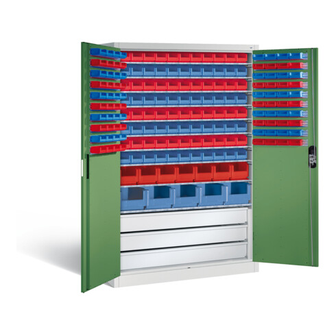 C+P Magazinschrank Acurado, H1950xB1200xT500mm, Front Resedagrün, Korpus Lichtgrau (8931-501)