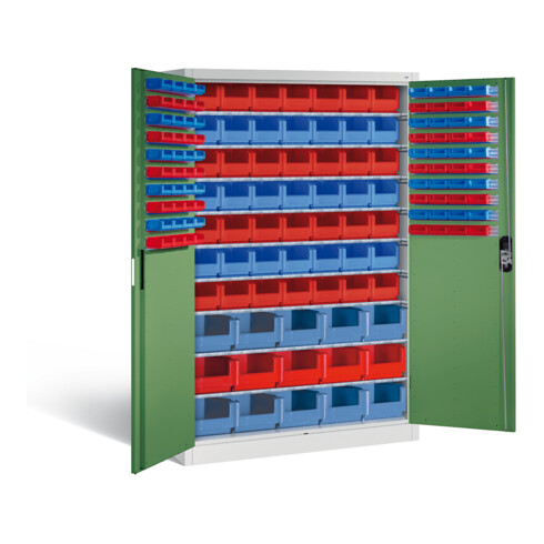 C+P Magazinschrank Acurado, H1950xB1200xT500mm, Front Resedagrün, Korpus Lichtgrau (8931-502)
