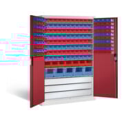 C+P Magazinschrank Acurado, H1950xB1200xT500mm, Front Rubinrot, Korpus Lichtgrau (8931-501)