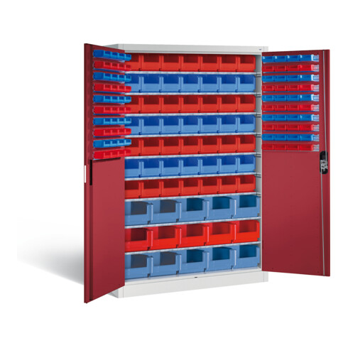 C+P Magazinschrank Acurado, H1950xB1200xT500mm, Front Rubinrot, Korpus Lichtgrau (8931-502)
