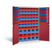 C+P Magazinschrank Acurado, H1950xB1200xT500mm, Front Rubinrot, Korpus Lichtgrau (8931-502)