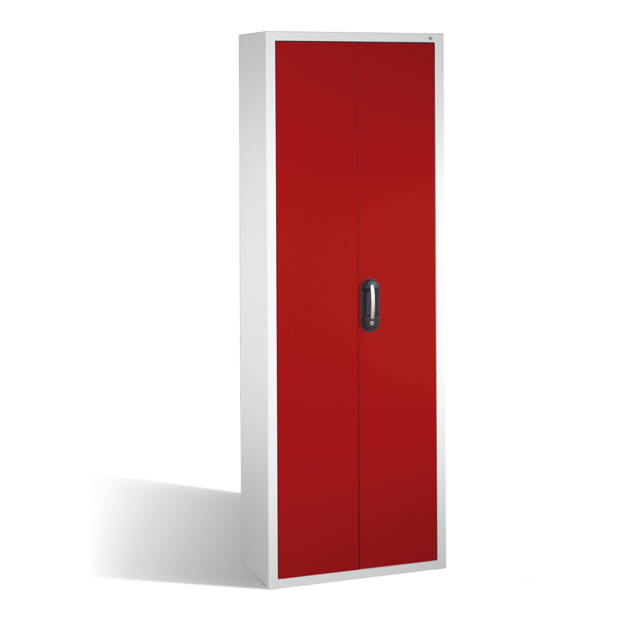 C+P Magazinschrank mit 114 Sichtlagerkästen, H1980xB700xT300mm Front Rubinrot Korpus Lichtgrau ; C + P Möbelsysteme