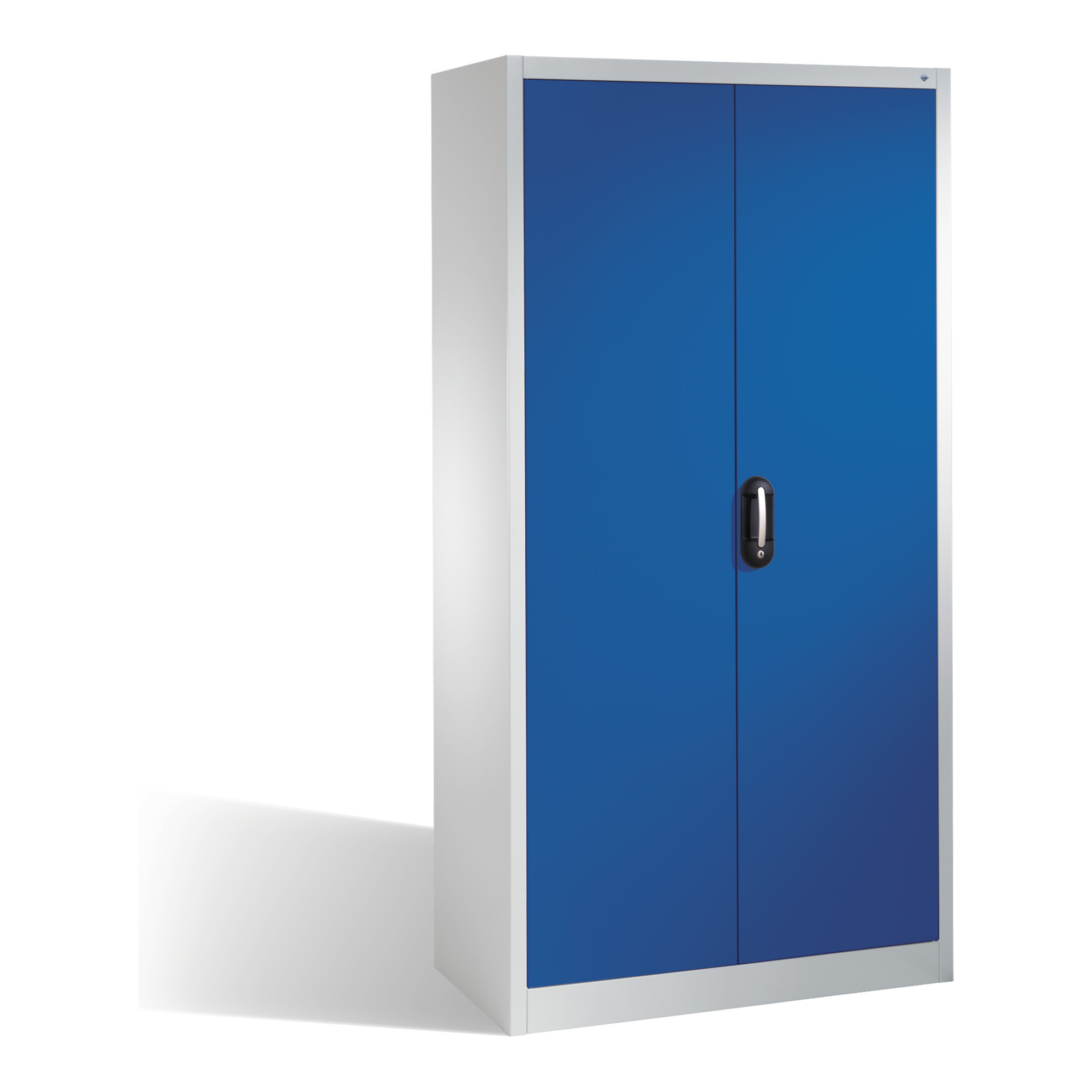 C+P Magazinschrank mit 4 Böden zur Aufnahme von Sichtlagerkästen, H1980xB1000xT420mm Front Enzianblau Korpus Lichtgrau ; C + P Möbelsysteme