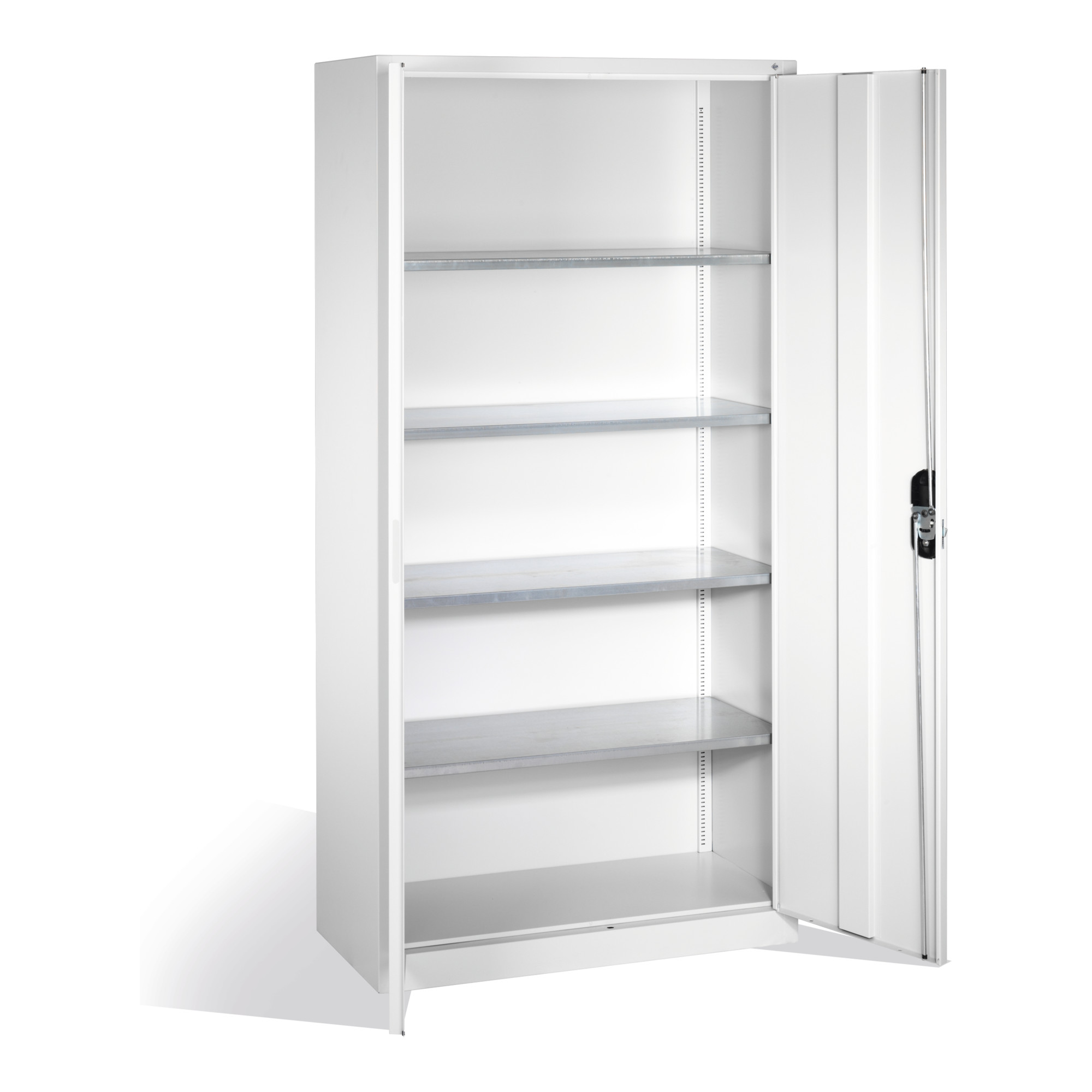 C+P Magazinschrank mit 4 Böden zur Aufnahme von Sichtlagerkästen, H1980xB1000xT420mm Front Lichtgrau Korpus Lichtgrau ; C + P Möbelsysteme