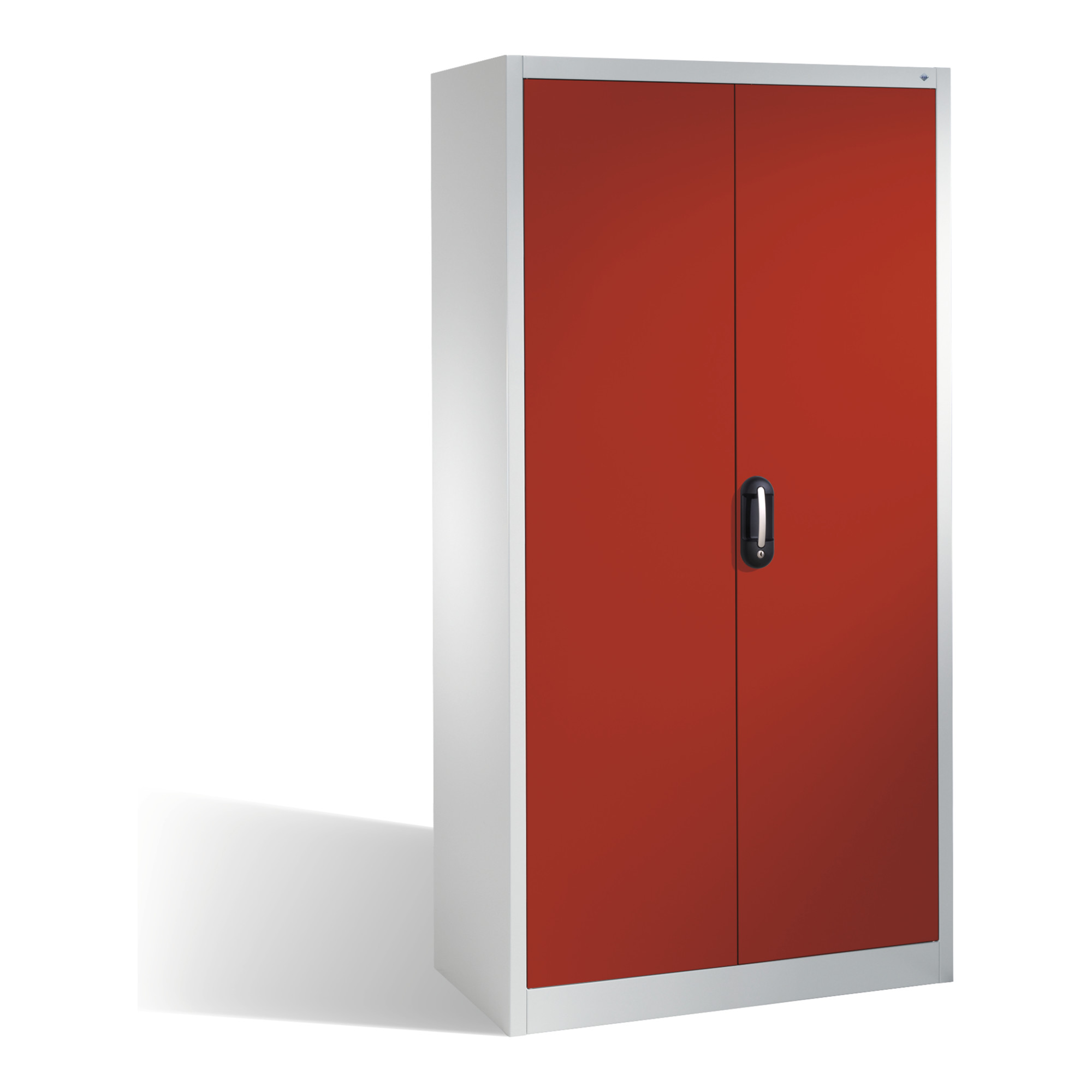 C+P Magazinschrank mit 4 Böden zur Aufnahme von Sichtlagerkästen, H1980xB1000xT420mm Front Rubinrot Korpus Lichtgrau ; C + P Möbelsysteme