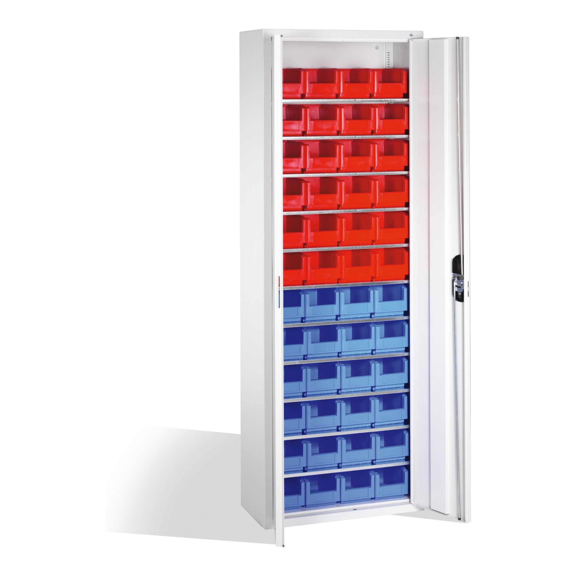 C+P Magazinschrank mit 48 Sichtlagerkästen, H1980xB700xT300mm Front Lichtgrau Korpus Lichtgrau ; C + P Möbelsysteme