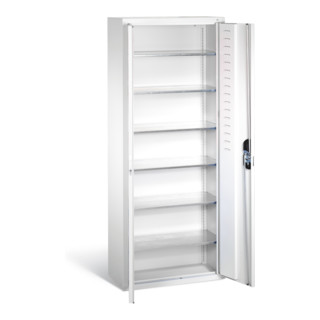 C+P Magazinschrank mit 6 Böden zur Aufnahme von Sichtlagerkästen, H1690xB700xT300mm Front Lichtgrau Korpus Lichtgrau