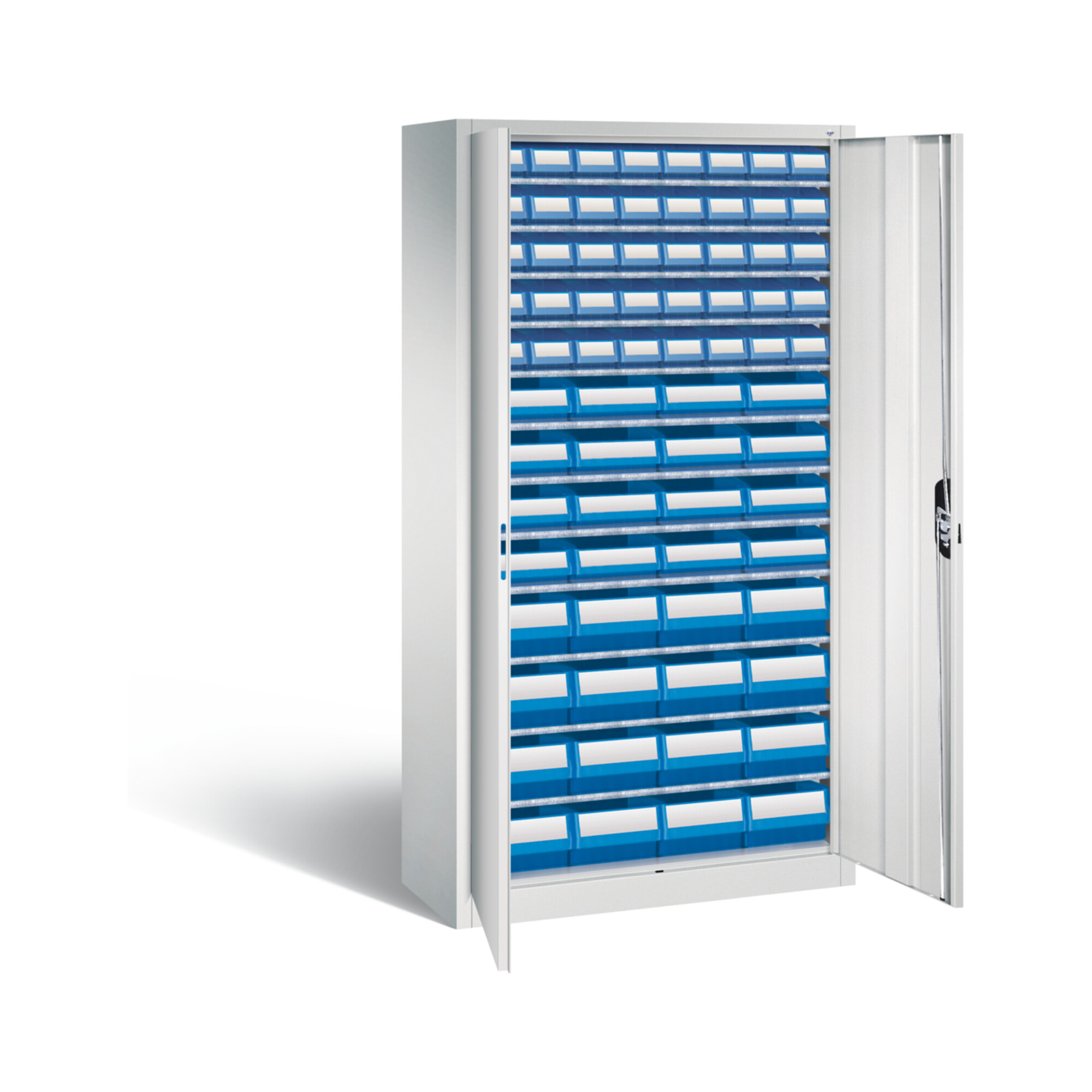 C+P Magazinschrank mit 72 Regalkästen, H1980xB1000xT420mm Front Lichtblau Korpus Lichtgrau ; C + P Möbelsysteme