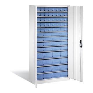 C+P Magazinschrank mit 72 Regalkästen, H1980xB1000xT420mm Front Lichtgrau Korpus Lichtgrau