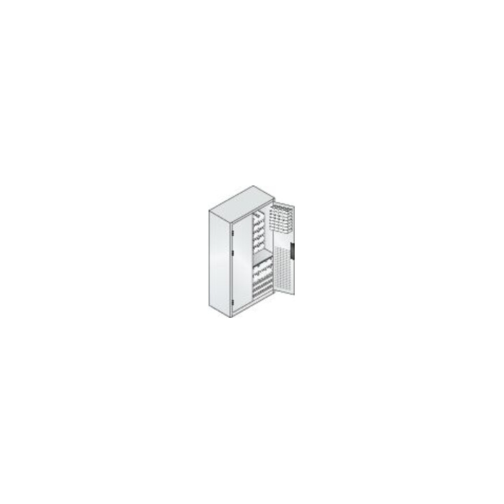 C+P Magazinschrank mit 97 Sichtlagerkästen und 3 Schubladen, H1950xB1100xT535mm Front Lichtblau Korpus Lichtgrau