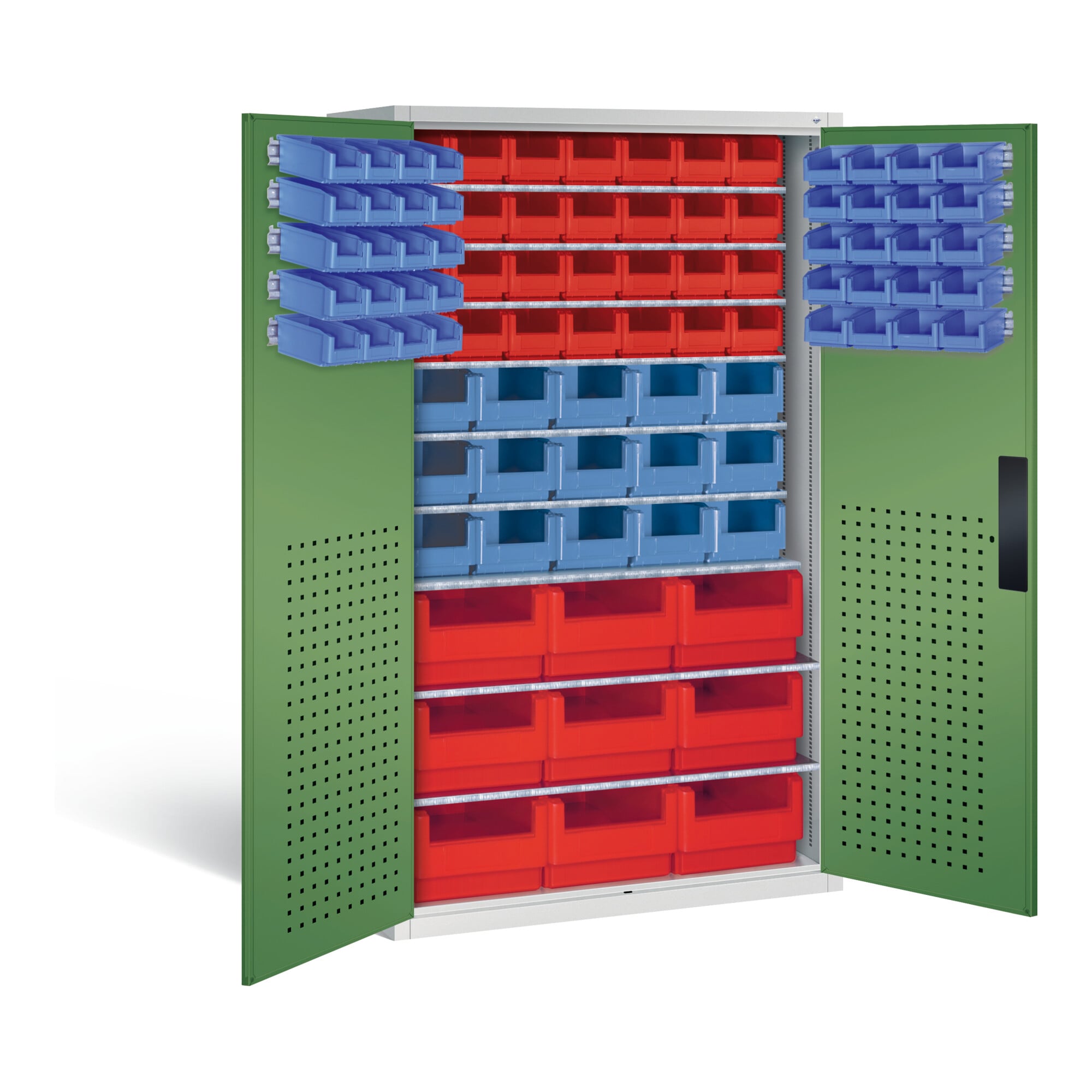 C+P Magazinschrank Serie 13, 1950x1100x535mm, 7035/6011 ; C + P Möbelsysteme