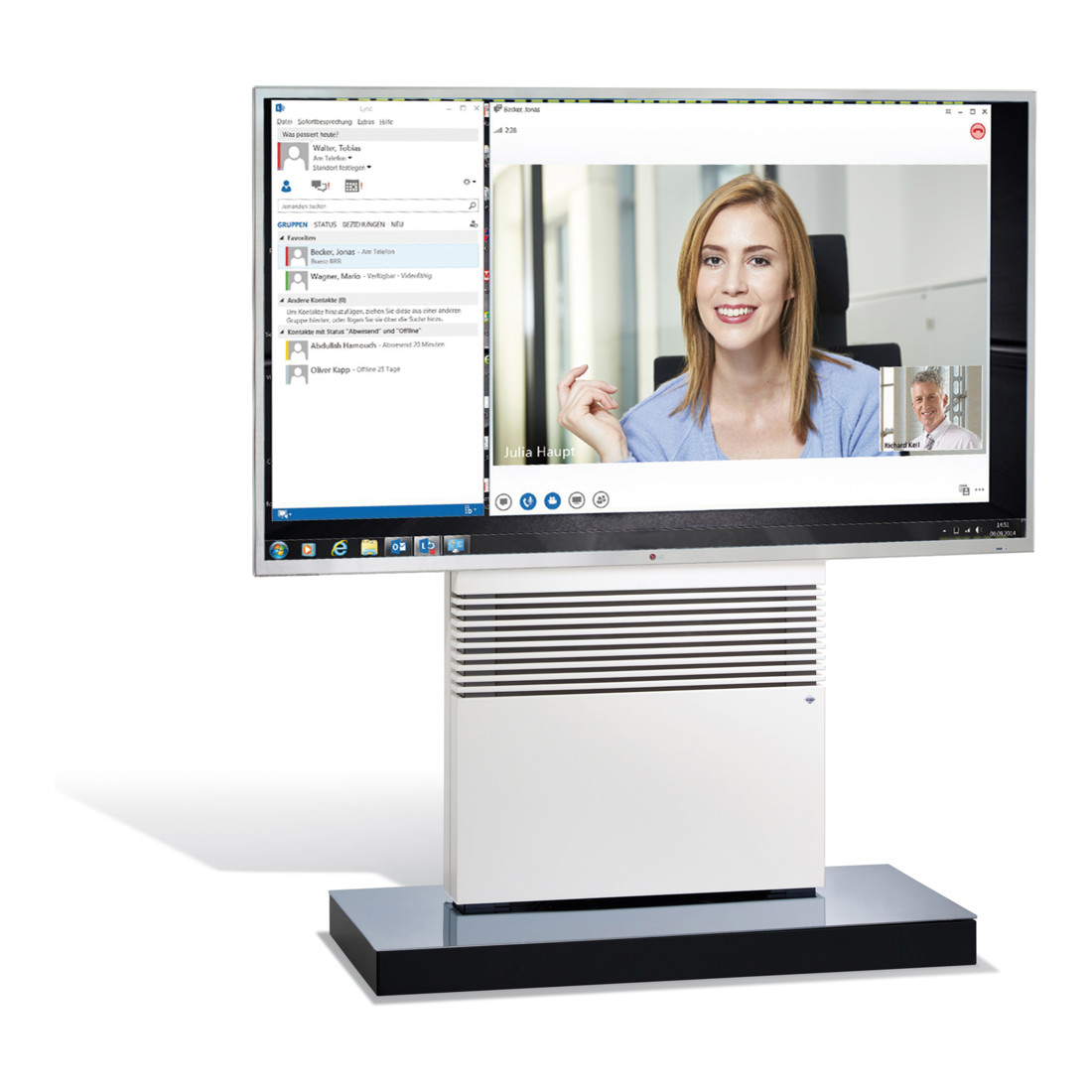 C+P Mediencart Cegano Mono, pour 1 écran, H1435xL1100xP570mm Avant Blanc pur Corps Blanc pur Blanc pur