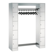 C+P Offene Garderobe mit Schließfächern für 10 Personen, H1950xB1430xT480mm Front Lichtgrau Korpus Lichtgrau-4