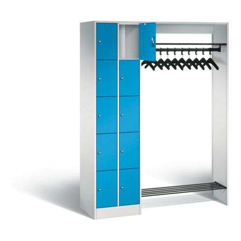 C+P Offene Garderobe Serie 8070, H1950xB1410xT480mm, Front Lichtblau, Korpus Lichtgrau (80720-00)