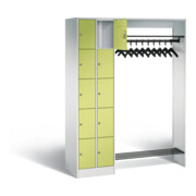 C+P Offene Garderobe Serie 8070, H1950xB1410xT480mm, Front Viridingrün, Korpus Lichtgrau (80720-00)