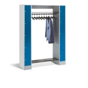C+P Offene Garderobe Serie 8070, H1950xB1430xT480mm, Front Fernblau, Korpus Lichtgrau (80710-00)