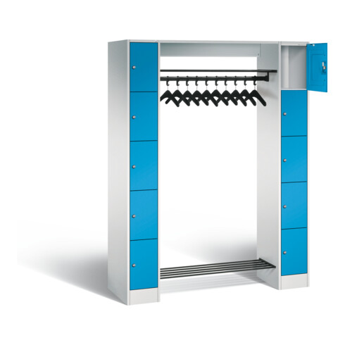 C+P Offene Garderobe Serie 8070, H1950xB1430xT480mm, Front Lichtblau, Korpus Lichtgrau (80710-00)