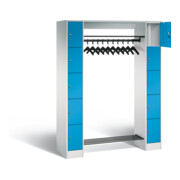 C+P Offene Garderobe Serie 8070, H1950xB1430xT480mm, Front Lichtblau, Korpus Lichtgrau (80710-00)