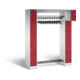 C+P Offene Garderobe Serie 8070, H1950xB1430xT480mm, Front Rubinrot, Korpus Lichtgrau (80710-00)-1