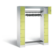 C+P Offene Garderobe Serie 8070, H1950xB1430xT480mm, Front Viridingrün, Korpus Lichtgrau (80710-00)