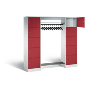 C+P Offene Garderobe Serie 8070, H1950xB1870xT480mm, Front Rubinrot, Korpus Lichtgrau (82710-00)