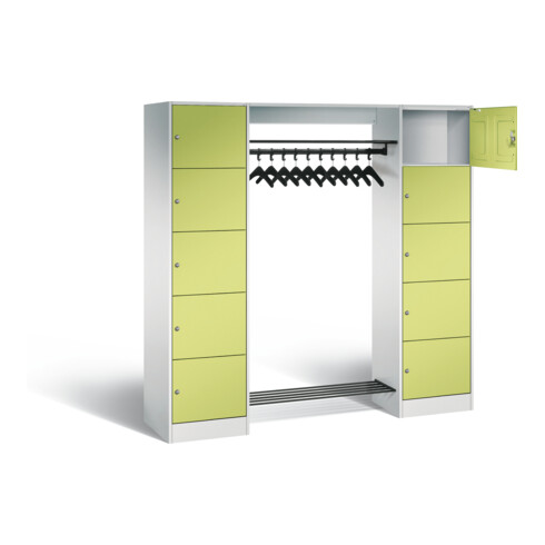 C+P Offene Garderobe Serie 8070, H1950xB1870xT480mm, Front Viridingrün, Korpus Lichtgrau (82710-00)