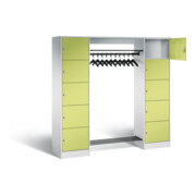 C+P Offene Garderobe Serie 8070, H1950xB1870xT480mm, Front Viridingrün, Korpus Lichtgrau (82710-00)