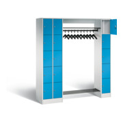 C+P Offene Garderobe Serie 8070, H1950xB2100xT480mm, Front Lichtblau, Korpus Lichtgrau (80730-00)