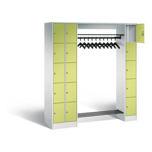 C+P Offene Garderobe Serie 8070, H1950xB2100xT480mm, Front Viridingrün, Korpus Lichtgrau (80730-00)