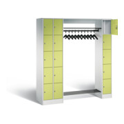 C+P Offene Garderobe Serie 8070, H1950xB2100xT480mm, Front Viridingrün, Korpus Lichtgrau (80730-00)