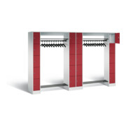 C+P Offene Garderobe Serie 8070, H1950xB2840xT480mm, Front Rubinrot, Korpus Lichtgrau (80730-20)